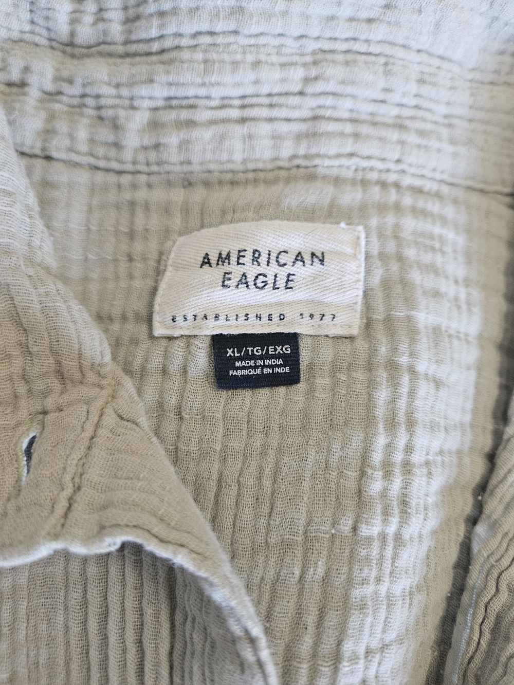 American Eagle Outfitters Light Green Gauze Button-Up - Picture 2 of 3